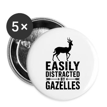 Gazelle Sayings Gazelles Funny Gazelle Gift - Buttons large 2.2''/56 mm (5-pack) - white - Front