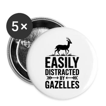 Gazelle Sayings Gazelles Funny Gazelle Gift - Buttons large 2.2''/56 mm (5-pack) - white - Front