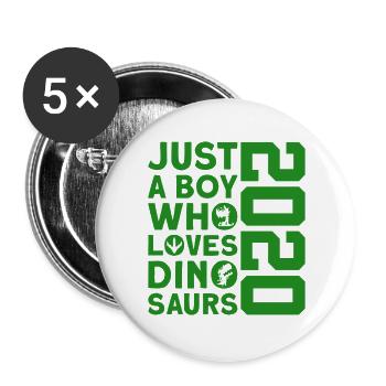 DINO 2020 DINOSAUR 6TH BIRTHDAY - Buttons large 2.2''/56 mm (5-pack) - white - Front