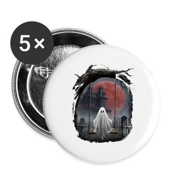 Fantôme d’Halloween, pleine lune, mystère gothique d’horreur - Lot de 5 grands badges (56 mm) - blanc - Devant