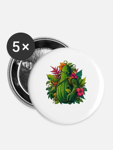 Zucchini Übeltäter im Blattgewand - Buttons groß 56 mm (5er Pack) - Weiß