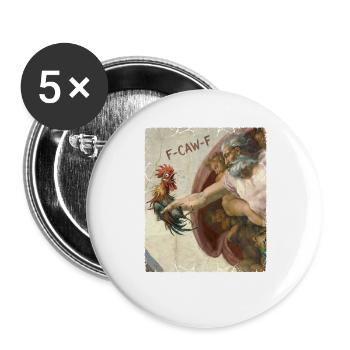 F-CAW-F Hahn Meme – Lustiger Sarkasmus Spruch - Buttons groß 56 mm (5er Pack) - Weiß - Vorne