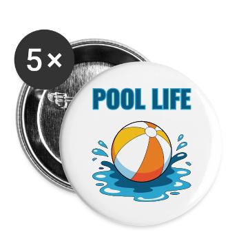 Vie en piscine avec water-polo - Lot de 5 grands badges (56 mm) - blanc - Devant