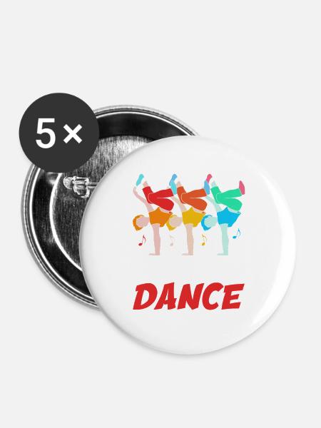 Breakdance - Buttons groß 56 mm (5er Pack) - Weiß