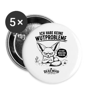 Ich hab keine Wutprobleme sondern Menschenprobleme - Buttons groß 56 mm (5er Pack) - Weiß - Vorne