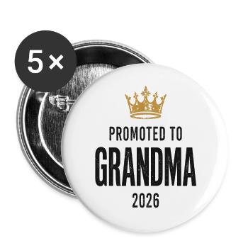 PROMOTED TO GRANDMA 2026 - Buttons large 2.2''/56 mm (5-pack) - white - Front