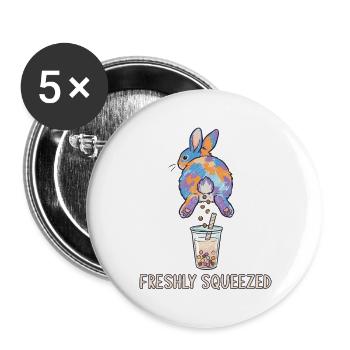 Cute Bunny Funny Boba Bubble Tea - Buttons large 2.2''/56 mm (5-pack) - white - Front
