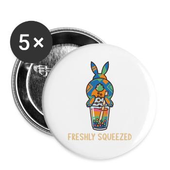 Cute Bunny Funny Boba Bubble Tea - Buttons large 2.2''/56 mm (5-pack) - white - Front