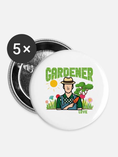 Stolzer Gärtner-Geschenk - Buttons groß 56 mm (5er Pack) - Weiß