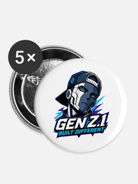 GenZ.1 Built Different - Buttons groß 56 mm (5er Pack) - Weiß