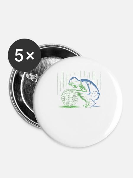 Programmierer – Coding Entwickler & Informatiker - Buttons groß 56 mm (5er Pack) - Weiß