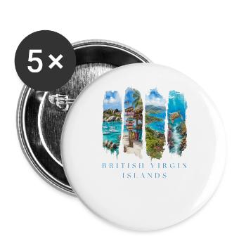 BVI Vacation Travel – Caribbean Beach & Island Motif - Buttons large 2.2''/56 mm (5-pack) - white - Front