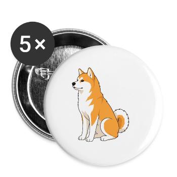 Cheerful Shiba Inu Illustration - Buttons large 2.2''/56 mm (5-pack) - white - Front