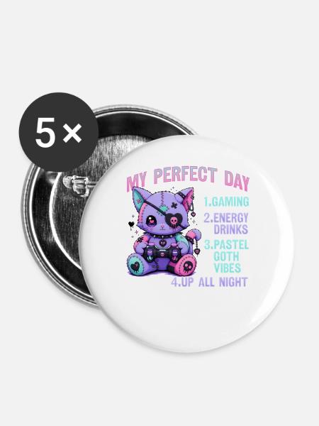 Pastel Goth Soft Goth Gaming Gamer - Buttons groß 56 mm (5er Pack) - Weiß