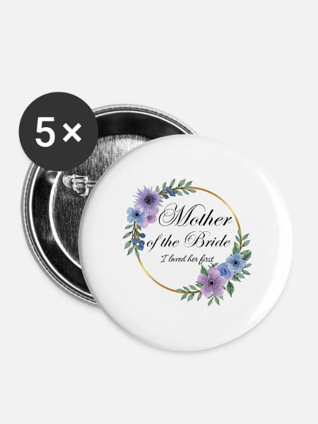 Mutter-Braut-Kranz - Buttons groß 56 mm (5er Pack) - Weiß