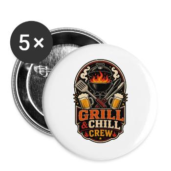 Grill & Chill Crew Shirt - Buttons large 2.2''/56 mm (5-pack) - white - Front