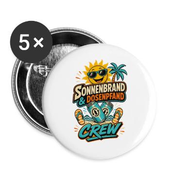 Sonnenbrand Dosenpfand Crew Shirt - Buttons groß 56 mm (5er Pack) - Weiß - Vorne