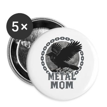 Metal Mom Raven Gift Heavy Metal Woman - Buttons large 2.2''/56 mm (5-pack) - white - Front