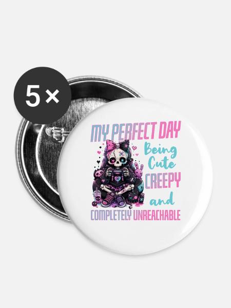 Pastel Goth Soft Goth Gaming Gamer - Buttons groß 56 mm (5er Pack) - Weiß