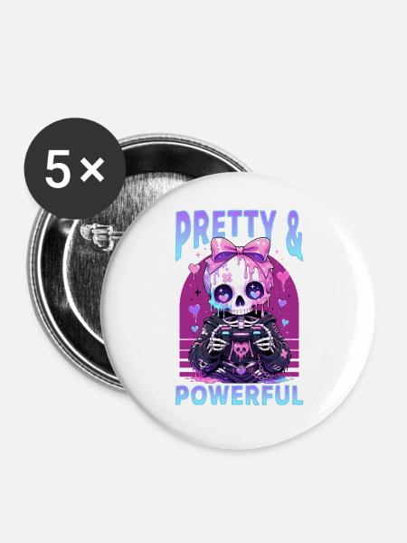 Pastel Goth Soft Goth Gaming Gamer - Buttons groß 56 mm (5er Pack) - Weiß