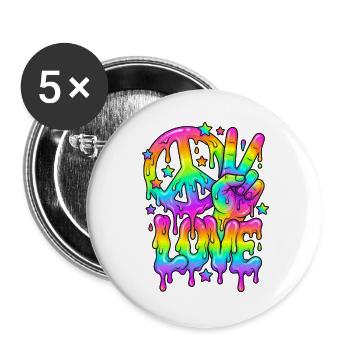 Rainbow Peace And Love Pride Festival - Buttons large 2.2''/56 mm (5-pack) - white - Front