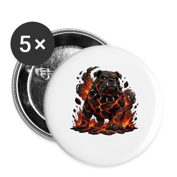 Lava Bulldog with Flame Claws - Buttons large 2.2''/56 mm (5-pack) - white - Front