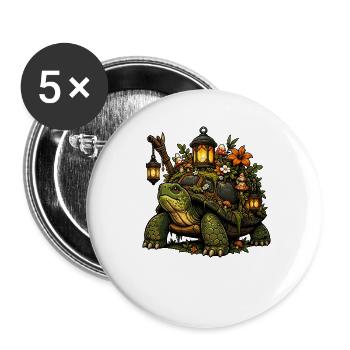 Tortue lanterne dans le jardin forestier - Lot de 5 grands badges (56 mm) - blanc - Devant