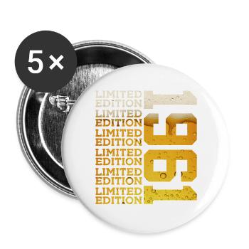 BIÈRE ÉDITION LIMITÉE 1961 65E ANNIVERSAIRE - Lot de 5 grands badges (56 mm) - blanc - Devant