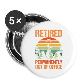 Hiking Mountain Trail Backpacking Outdoors Retired - Buttons groß 56 mm (5er Pack) - Weiß - Vorne