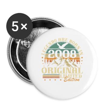 Legenden 2008 Vintage Geschenk zum 18. Geburtstag  - Buttons groß 56 mm (5er Pack) - Weiß - Vorne