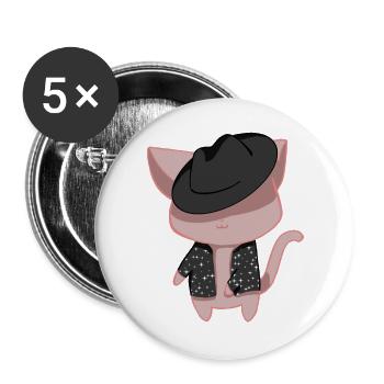 Chat danseur - Lot de 5 grands badges (56 mm) - blanc - Devant