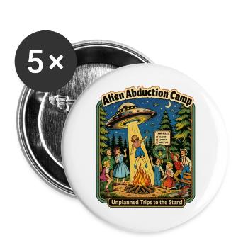 Alien Abduction Camp: Unplanned Trips - Buttons large 2.2''/56 mm (5-pack) - white - Front