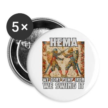 Ancient Blade Arts : Épée longue d’épée HEMA - Lot de 5 grands badges (56 mm) - blanc - Devant