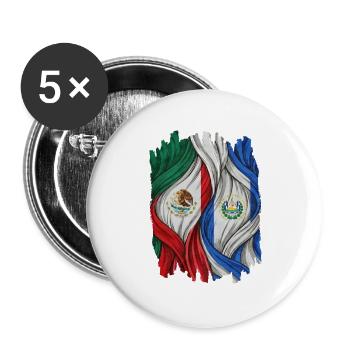 Proud of the flags of Mexico and El Salvador - Buttons large 2.2''/56 mm (5-pack) - white - Front