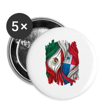 Proud of the flags of Mexico and Panama - Buttons large 2.2''/56 mm (5-pack) - white - Front