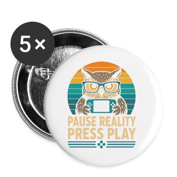 Break Reality Press Play Gamer Owl - Buttons large 2.2''/56 mm (5-pack) - white - Front