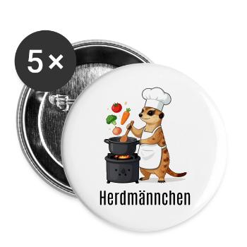 Herdmännchen Koch Gastronomie Beikoch Lustig  - Buttons groß 56 mm (5er Pack) - Weiß - Vorne
