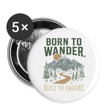 Trail Running - Born to Wander, Built to Endure - Buttons large 2.2''/56 mm (5-pack) - white - Front