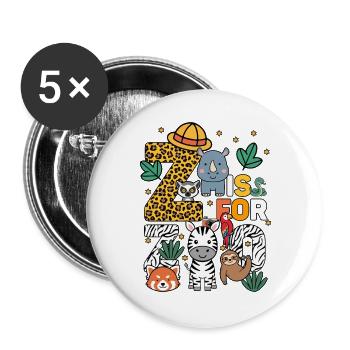 Z Is For Zoo Party Jungle Zoo Birthday Animals - Buttons large 2.2''/56 mm (5-pack) - white - Front