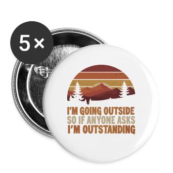 Outside Saying: Outstanding - Buttons large 2.2''/56 mm (5-pack) - white - Front