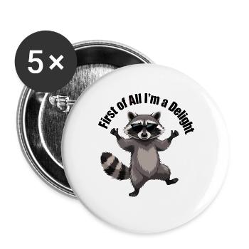 Raton laveur délinquant avec des lunettes de soleil - Lot de 5 grands badges (56 mm) - blanc - Devant