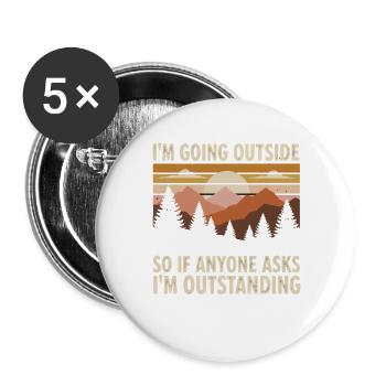 Je sors – Déclaration en plein air - Lot de 5 grands badges (56 mm) - blanc - Devant