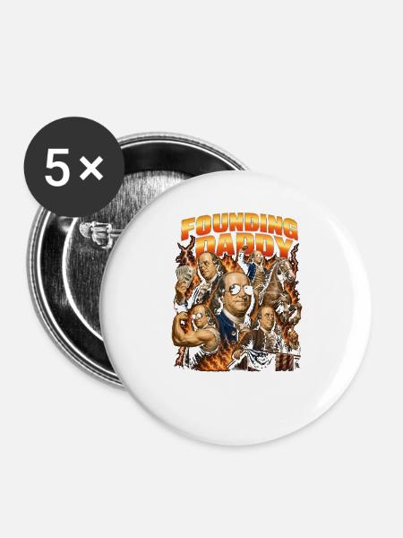 Gründervater Ben Franklin, 4. Juli - Buttons groß 56 mm (5er Pack) - Weiß