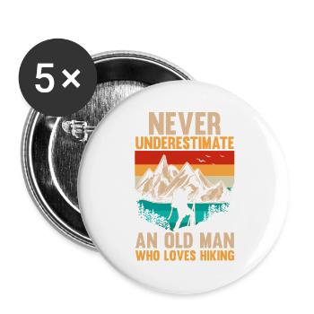 Randonnée sur sentier de montagne Randonnée en plein air Braconnage - Lot de 5 grands badges (56 mm) - blanc - Devant