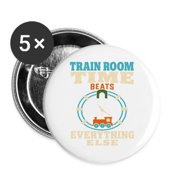 Train Room Model Railway Model Railway Dad Gift - Buttons large 2.2''/56 mm (5-pack) - white - Front