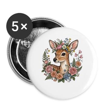 Deer Fawn Flowers Folk Festival Traditional Costumes Replacement Women - Buttons large 2.2''/56 mm (5-pack) - white - Front