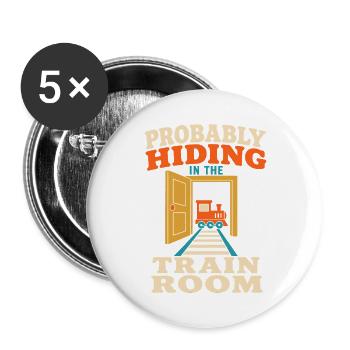 Train Room Model Railway Model Railway Dad Gift - Buttons large 2.2''/56 mm (5-pack) - white - Front