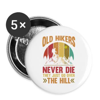 Hiking Mountain Trail Backpacking Outdoors Wildern - Buttons groß 56 mm (5er Pack) - Weiß - Vorne