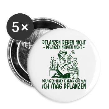 Pflanzen Nerven nicht Retro Gärtnerin - Buttons groß 56 mm (5er Pack) - Weiß - Vorne