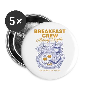 Breakfast Crew Morning Delights Brunch drôle - Lot de 5 grands badges (56 mm) - blanc - Devant